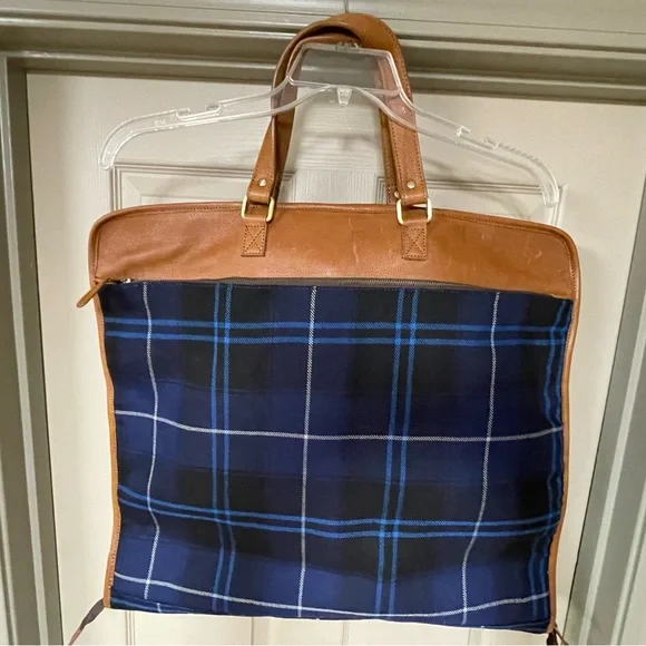 F H Wadsworth NYC Plaid Garment Bag with Leather Accents Caesers Palace emblem - Picture 13 of 14